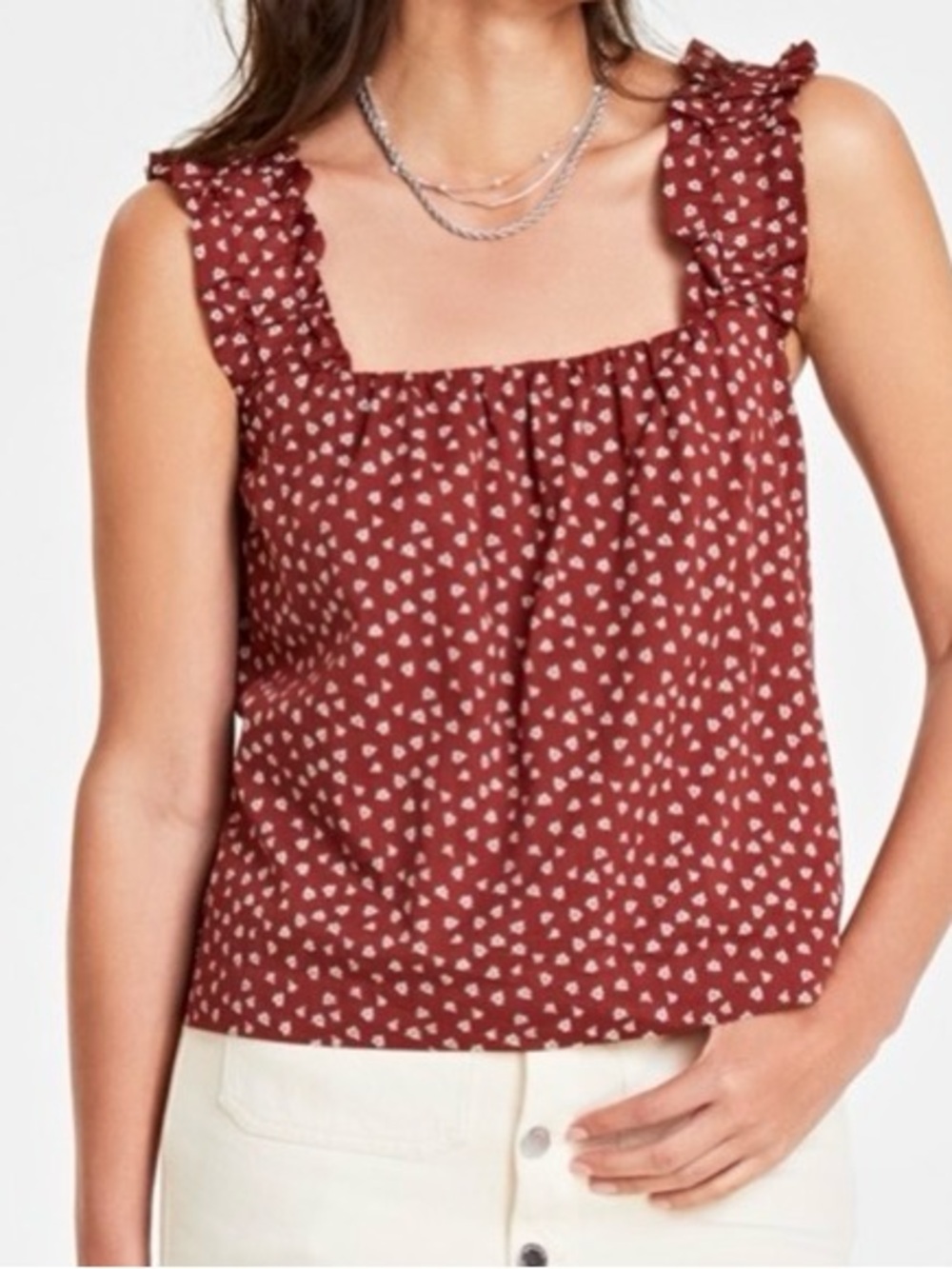 ON 34TH Womens Ruffled Sleeveless Blouse Top XS NEW!